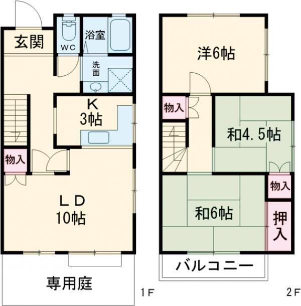 タウンハウス伊川谷5B(3LDK/1階)の間取り写真
