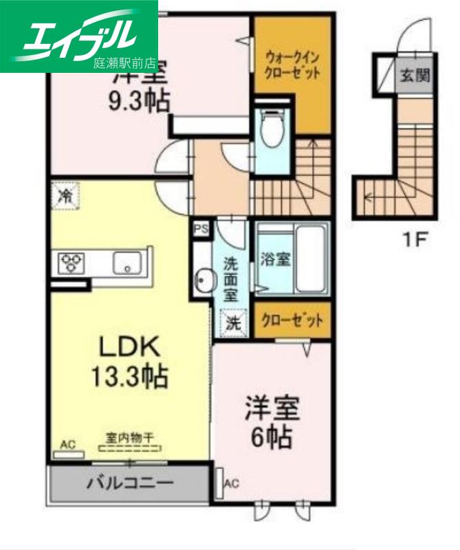カーサ・フィオーレ中庄(2LDK/2階)の間取り写真