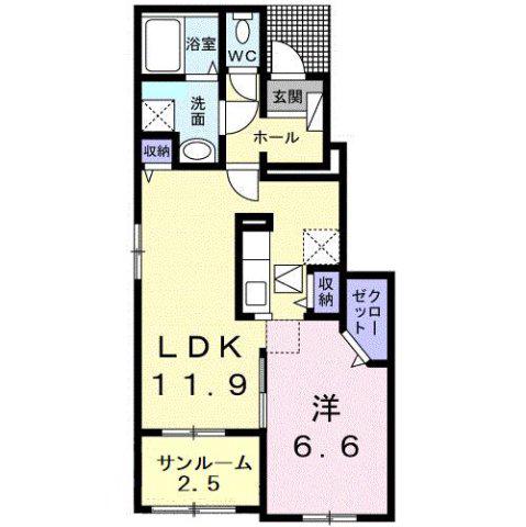 スターモクレンA(1LDK/1階)の間取り写真