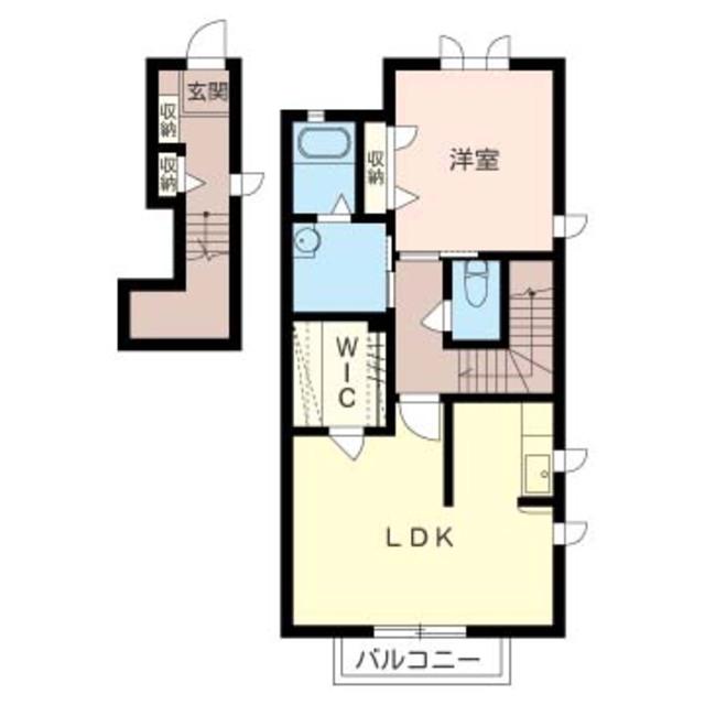 BLANCHE GARDENE(1LDK/2階)の間取り写真