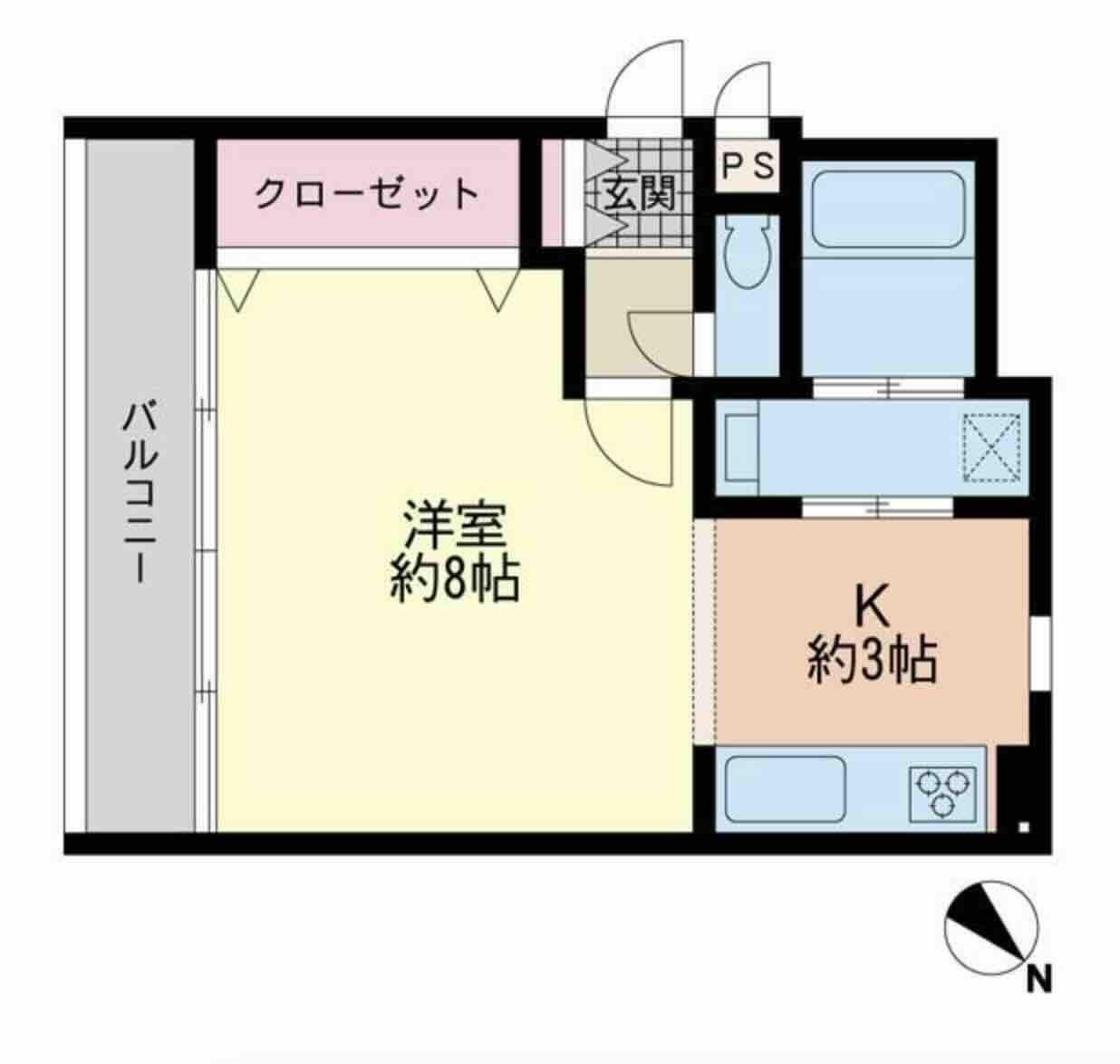 アネシス大倉山405(1K/4階)の間取り写真