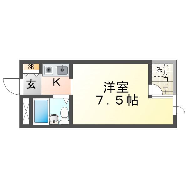 BILLION HILLS 東園田(ワンルーム/1階)の間取り写真