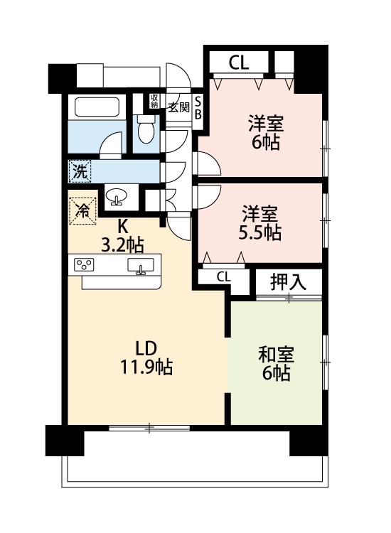 ライオンズステーションプラザあざみ野(3LDK/4階)の間取り写真