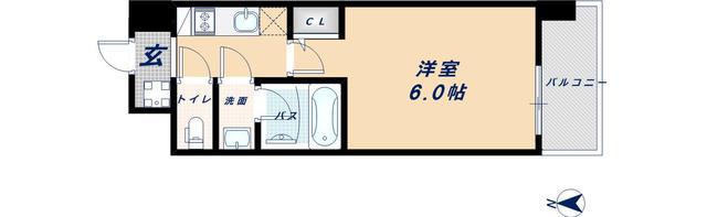 スプランディット難波(1K/14階)の間取り写真