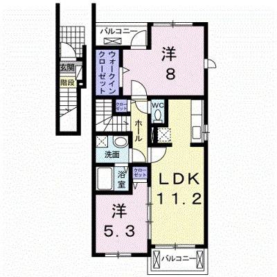 ラ・プラージュ(2LDK/2階)の間取り写真