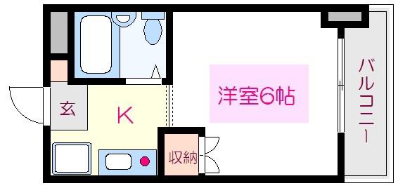 アーバンハイム江渡(ワンルーム/6階)の間取り写真