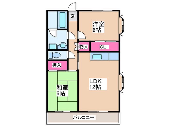 ラ・ルミエール(2LDK/5階)の間取り写真
