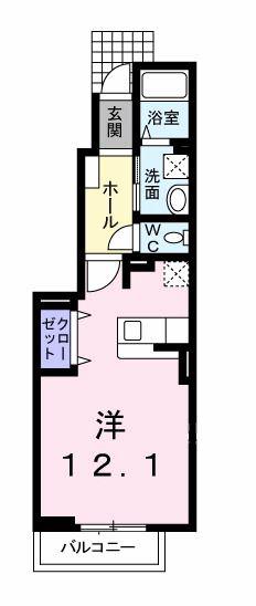 ヴァンベール千晴(ワンルーム/1階)の間取り写真