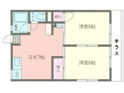 シティハイムエレガンス(2DK/1階)の間取り写真