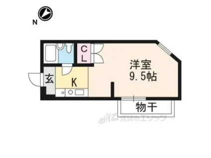 ベール太秦(1K/4階)の間取り写真