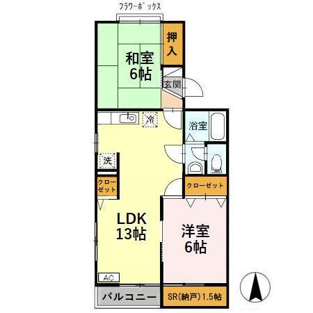 レジデンスT・H I号館(2SLDK/1階)の間取り写真