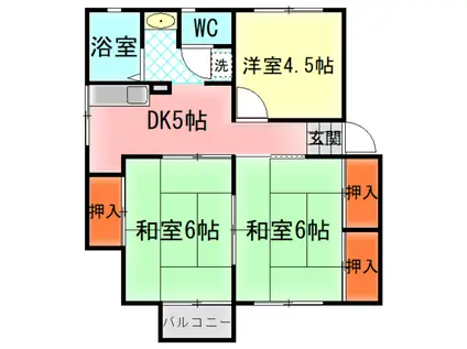 メゾンドジュネスI(3DK/2階)の間取り写真