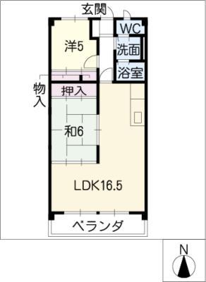 サンヴィレッジ(2LDK/4階)の間取り写真