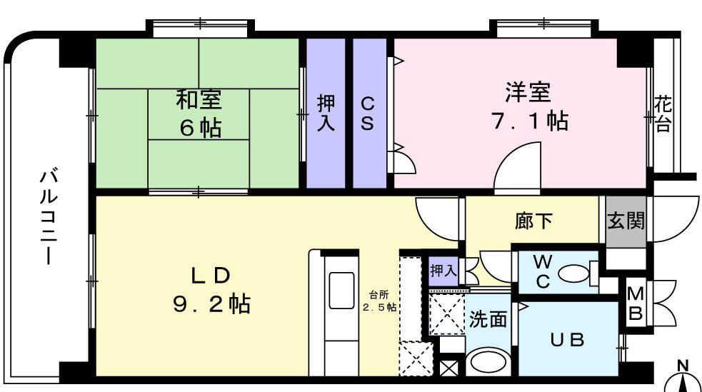 ピナクル(2LDK/4階)の間取り写真