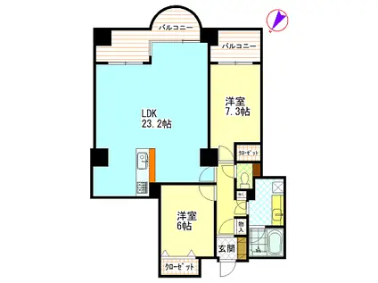 A.CITYタワーズウエスト(2LDK/11階)の間取り写真