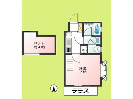 自由が丘ベルブランシュ(1K/1階)の間取り写真