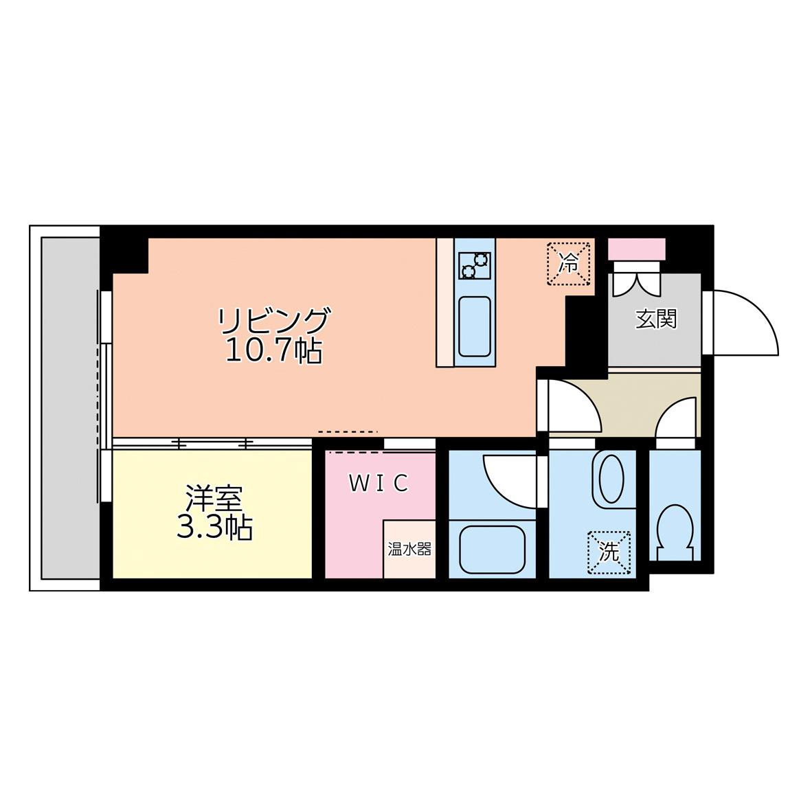 COMFORT北安江(1LDK/1階)の間取り写真