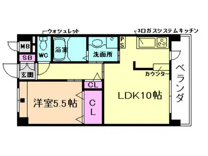 メ・ロッソ福島(1LDK/6階)の間取り写真