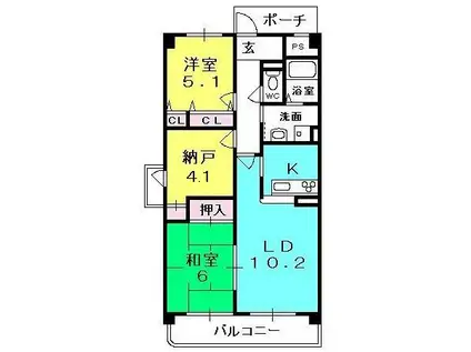 KDXレジデンス夙川ヒルズ 3番館(2LDK/2階)の間取り写真