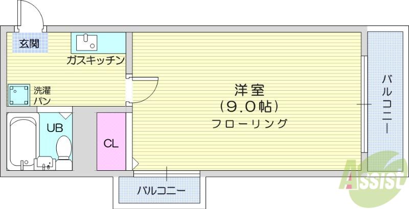 サンシティ荒町(1K/4階)の間取り写真