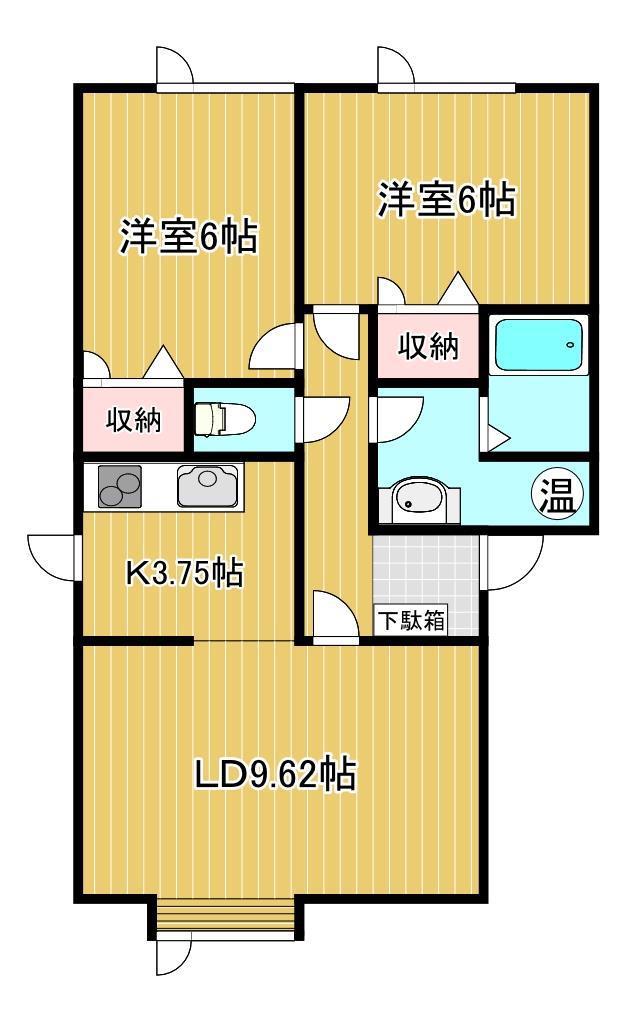 メゾンノースランドTADA(2LDK/2階)の間取り写真