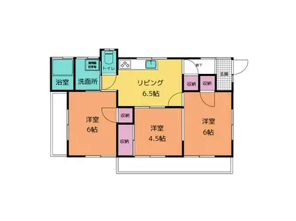 飯泉アパート(3DK/2階)の間取り写真