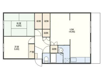 RJR佐賀駅前(2LDK/1階)の間取り写真