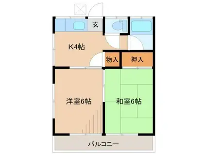 金子荘(2K/1階)の間取り写真
