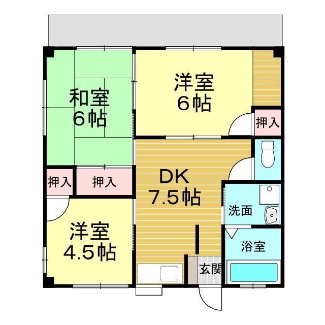 メゾンゆたか(3DK/1階)の間取り写真