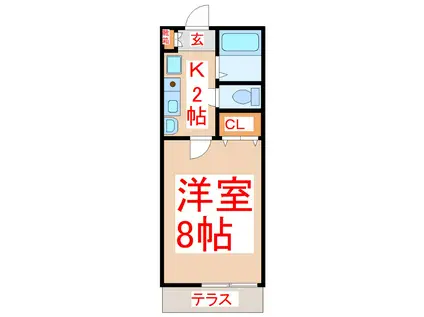 セジュールジャルダン(1K/1階)の間取り写真