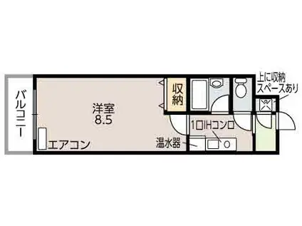 シャンブル向山(1K/2階)の間取り写真