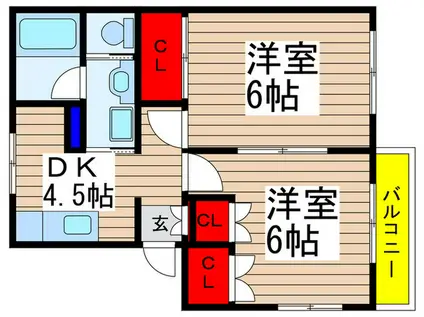 アークヒル(2DK/2階)の間取り写真