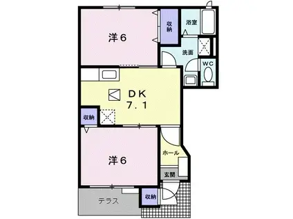 セントラル・ケイC棟(2DK/1階)の間取り写真