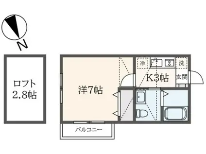 PORTVIEW滝頭(1K/2階)の間取り写真