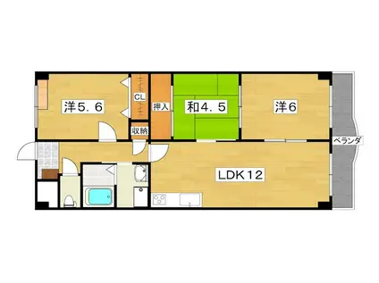 キューライフ(3LDK/1階)の間取り写真