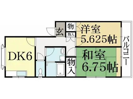 パークハイムミカサ(2DK/1階)の間取り写真