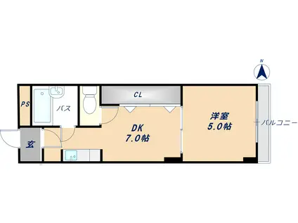 大宝枚岡グリーンヒルズ(1DK/3階)の間取り写真