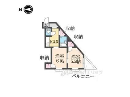 赤井マンション香里(2K/3階)の間取り写真