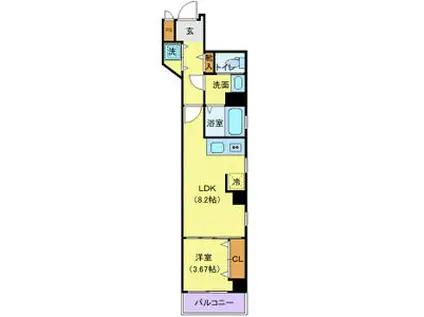 ゼファーズ日本橋浜町(1LDK/6階)の間取り写真