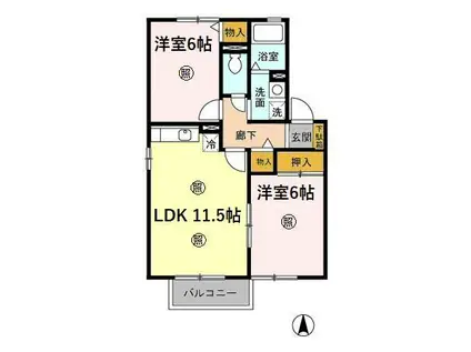 ジュネス佐藤(2LDK/2階)の間取り写真