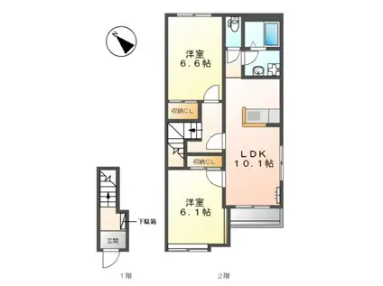 メゾン オオイソ(2LDK/2階)の間取り写真