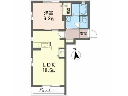 ディアス国見町(1LDK/1階)の間取り写真