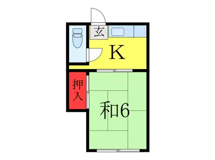 第2中島荘(1K/1階)の間取り写真
