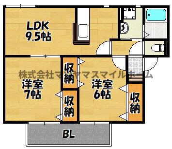 カーサジュネス(2LDK/2階)の間取り写真