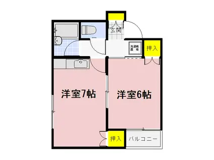 KM野田3(1DK/2階)の間取り写真