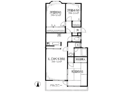レジデンスエスポワール(3LDK/1階)の間取り写真