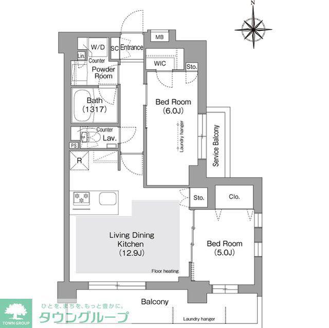 コンフォリア・リヴ文京護国寺(2LDK/B1階)の間取り写真