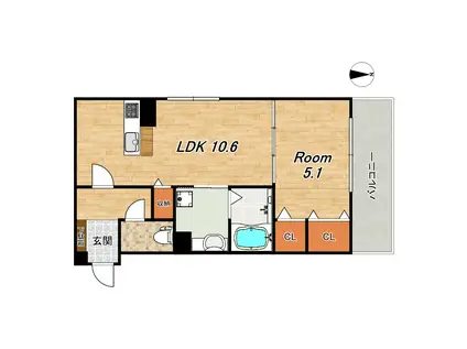 VOGUE京都桂ヴォーグ(1LDK/3階)の間取り写真