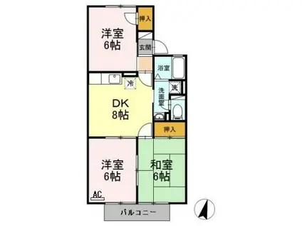 ハートホーム大西(3DK/2階)の間取り写真