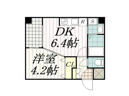 ハーミットパープル(1DK/3階)の間取り写真